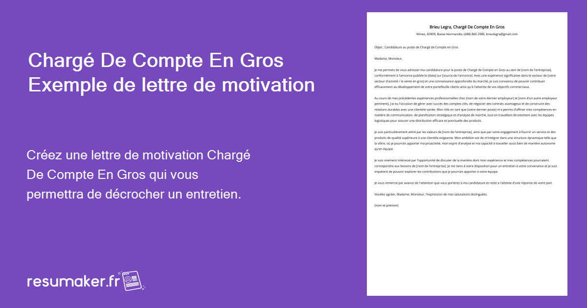 Charg De Compte En Gros Exemples De Lettres De Motivation Et Guide