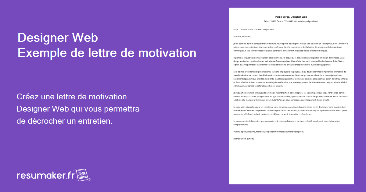 Designer Web Exemples De Lettres De Motivation Et Guide