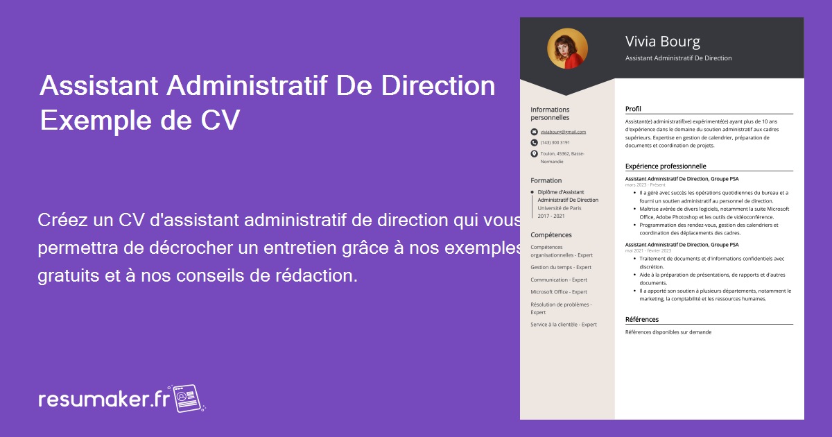 Exemple De Cv D Assistant Administratif De Direction Pour