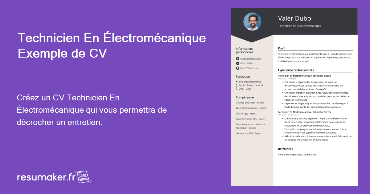 Technicien En Lectrom Canique Exemple De Cv Pour