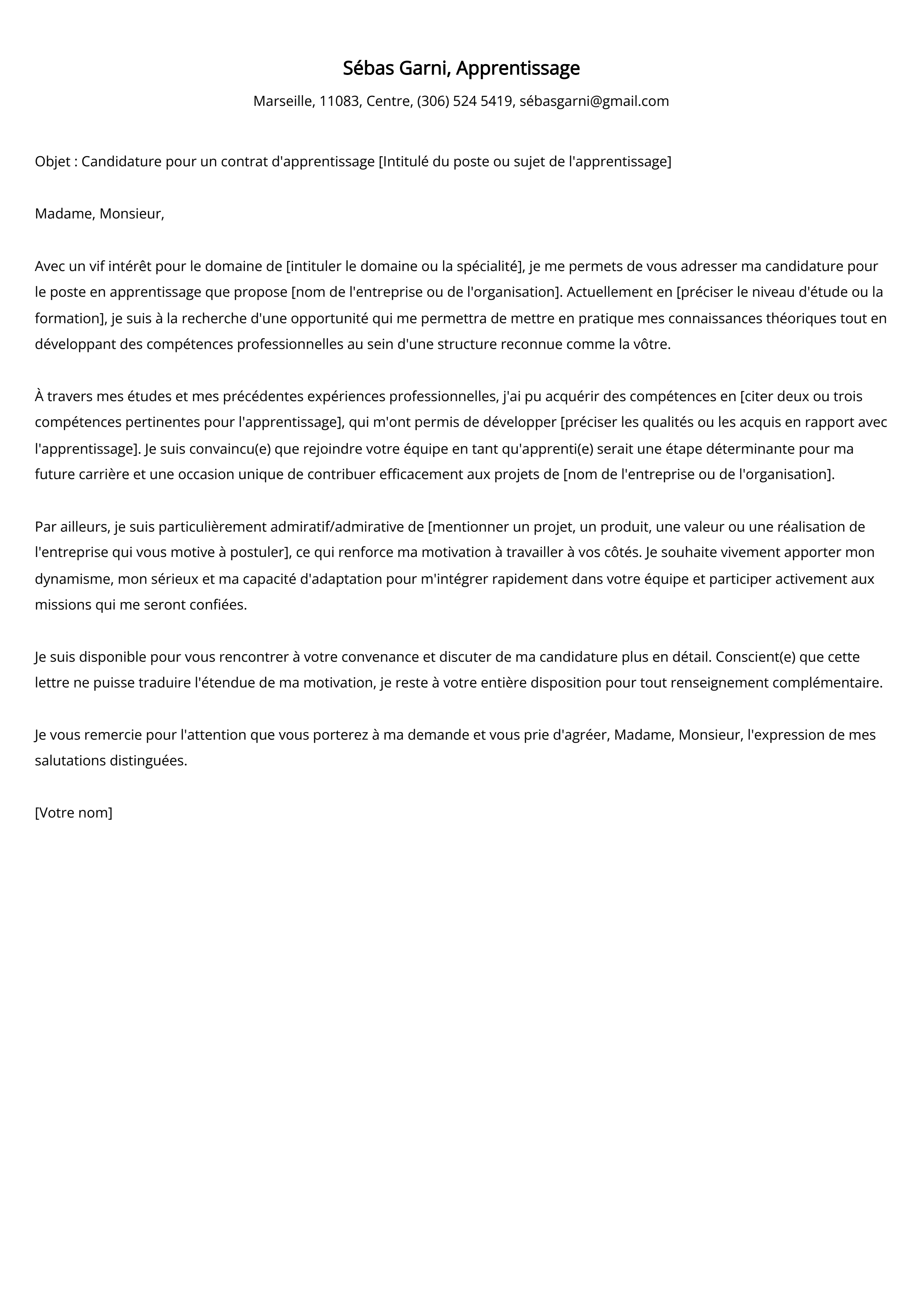 Apprentissage Exemple De Lettre De Motivation Pour 2024