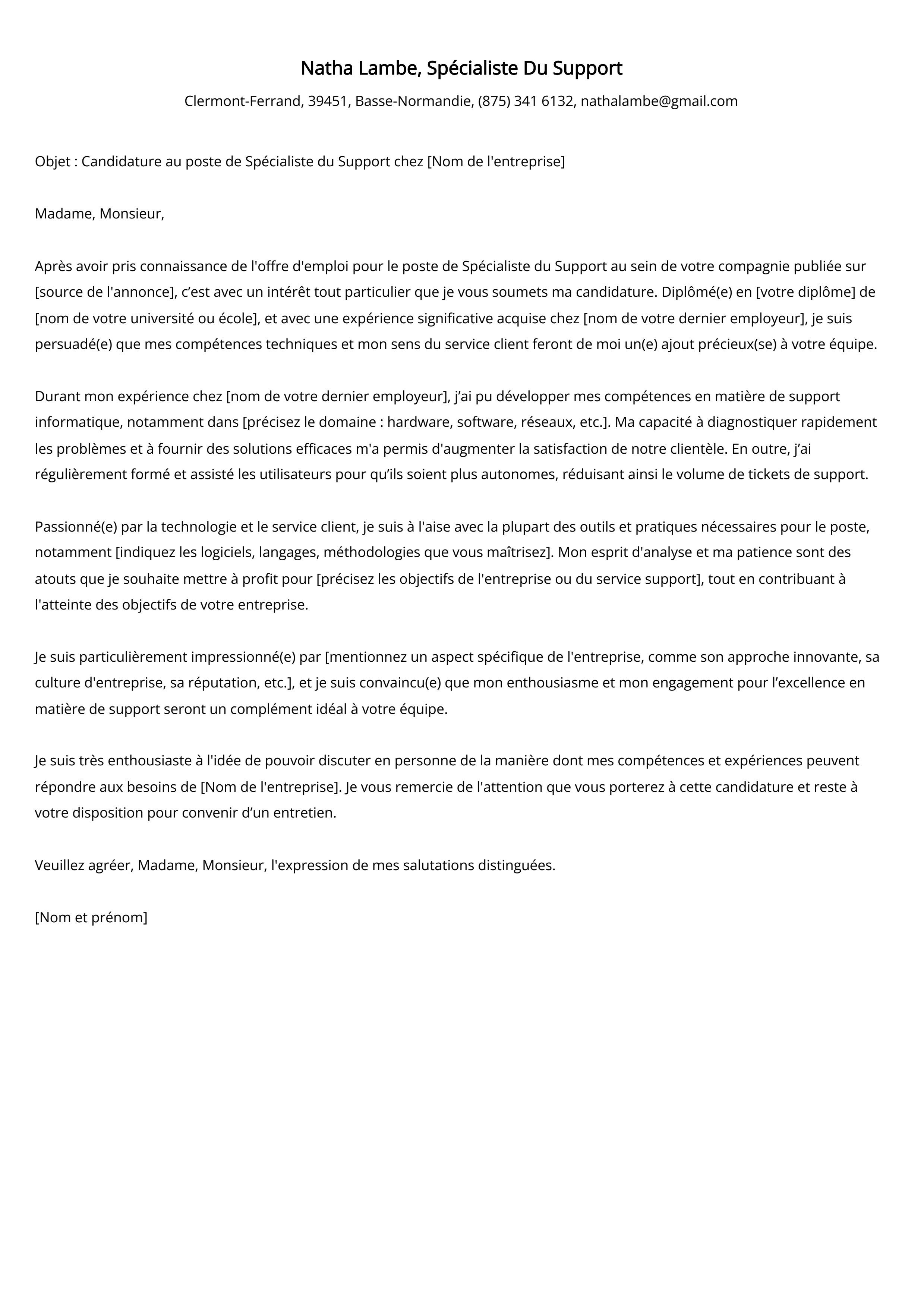 Créer une lettre de motivation