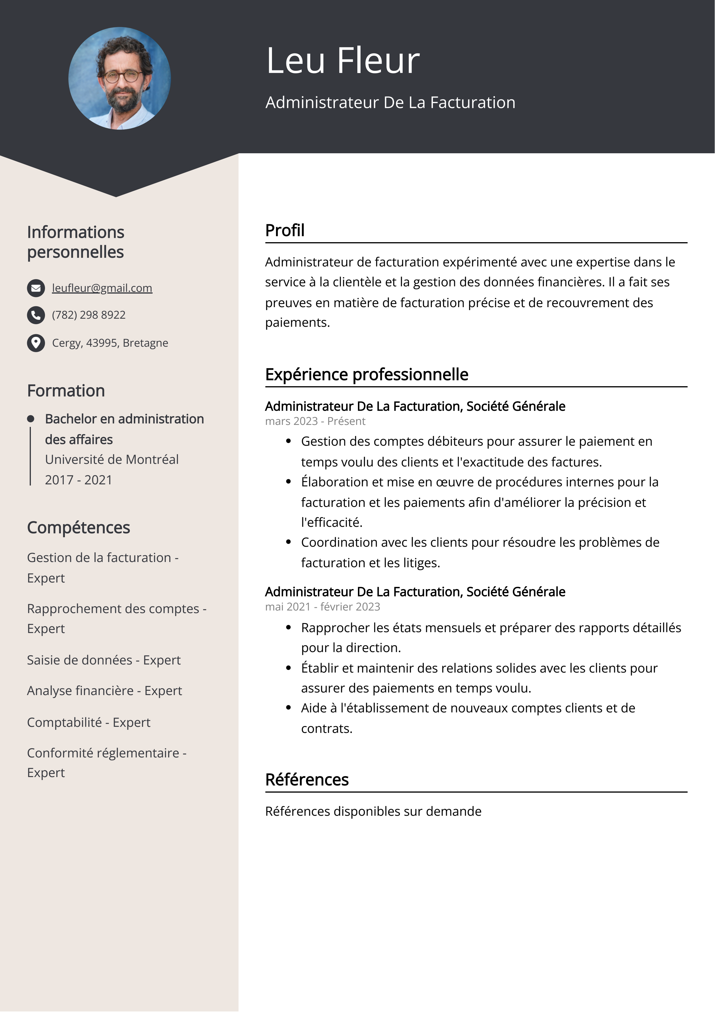 Administrateur De La Facturation Resume Example