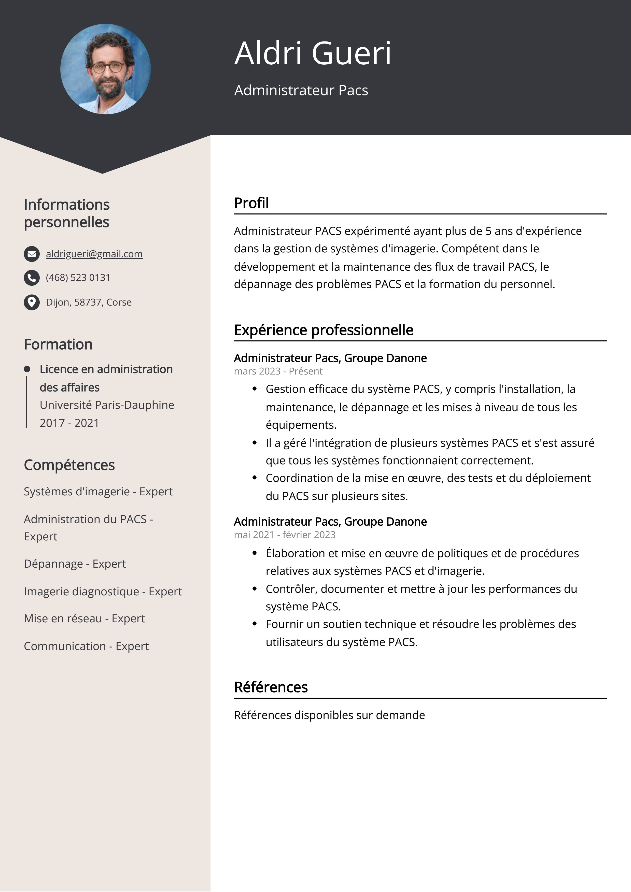 Administrateur Pacs Resume Example