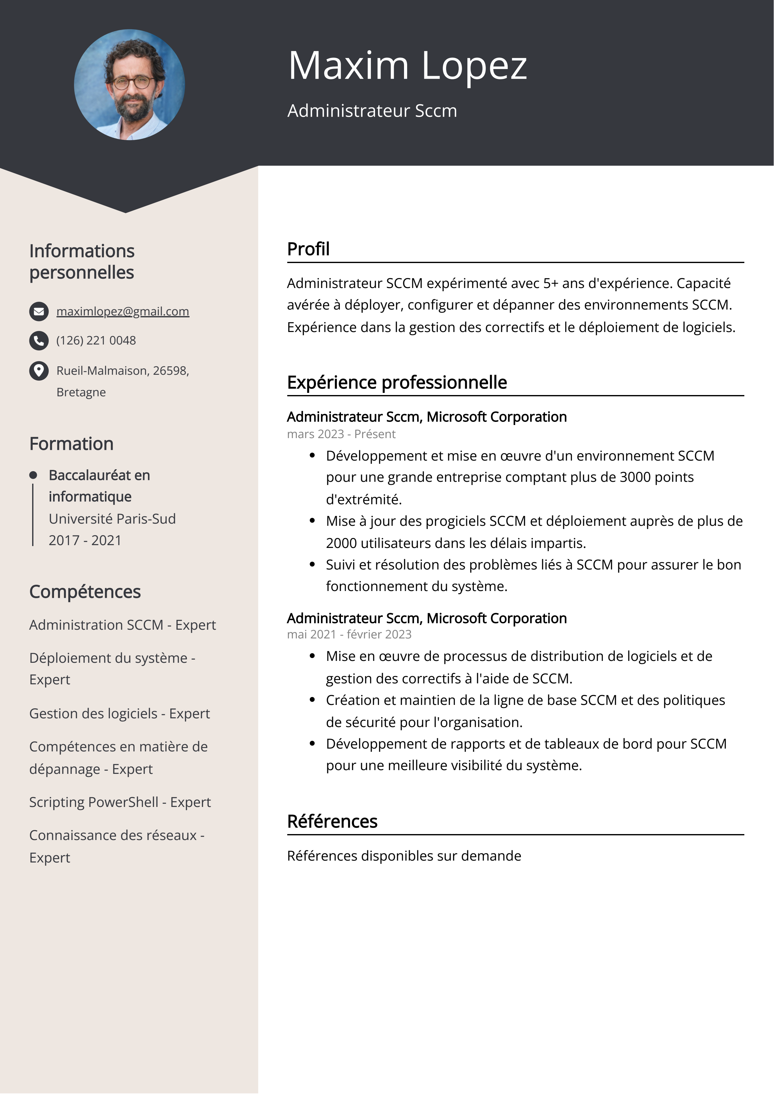 Administrateur Sccm Resume Example