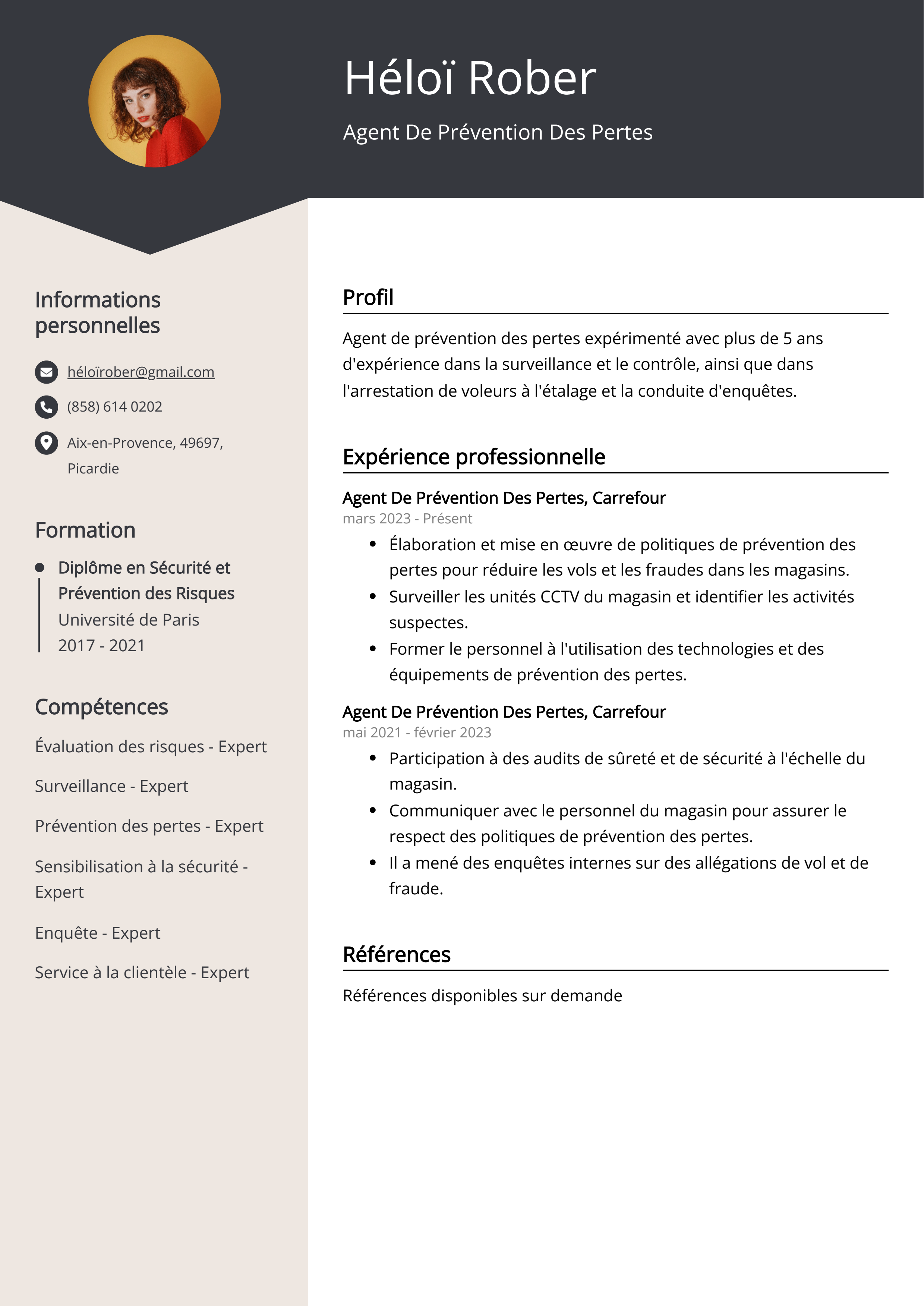 Agent de Prévention Des Pertes Exemple de CV