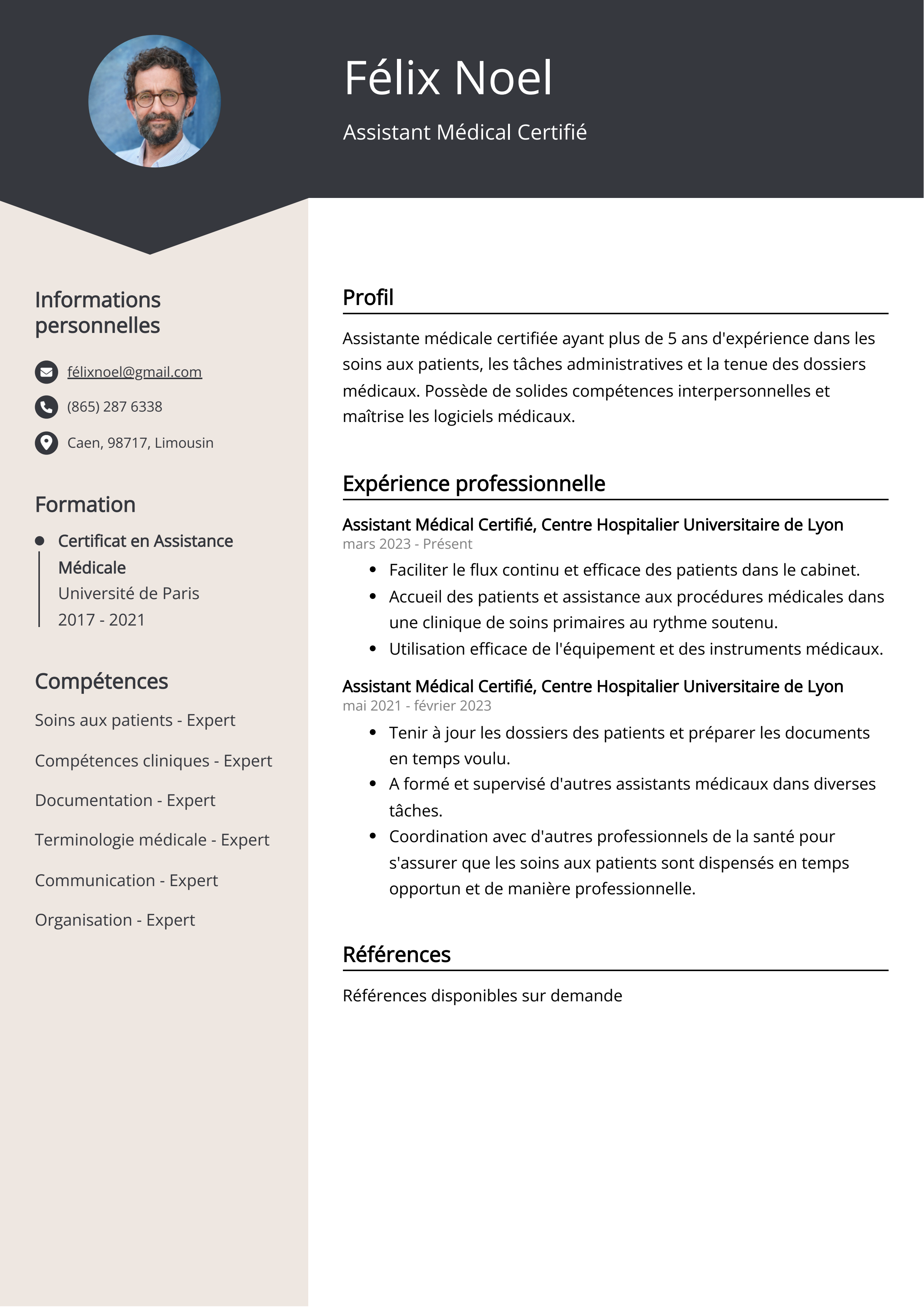 Assistant Médical Certifié Exemple de CV