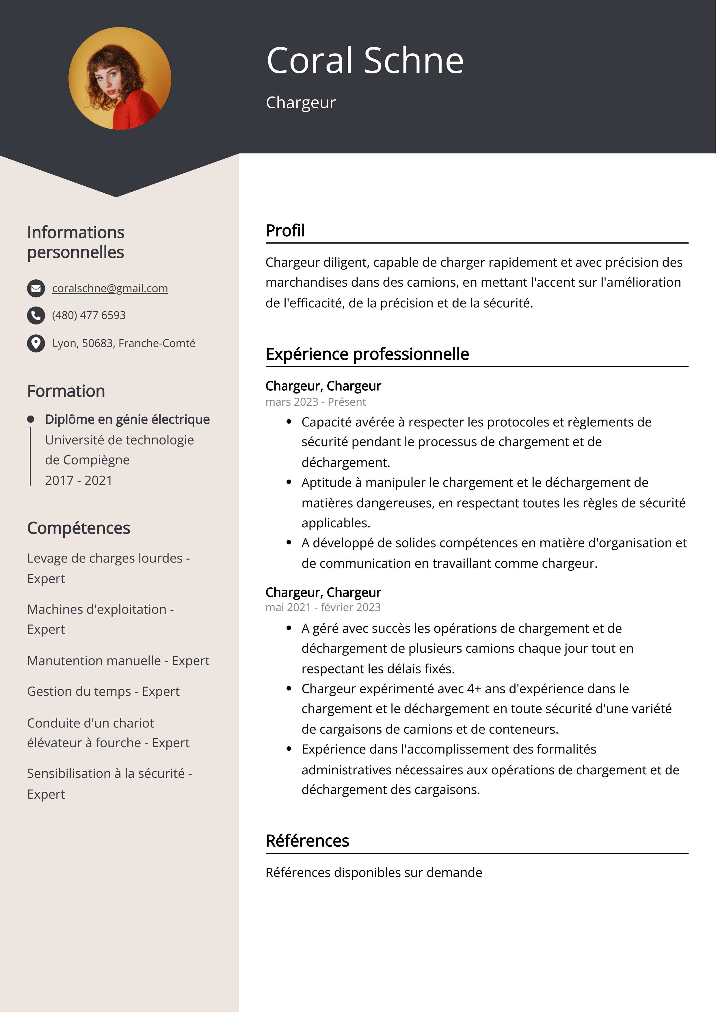 Exemple de CV de chargeur