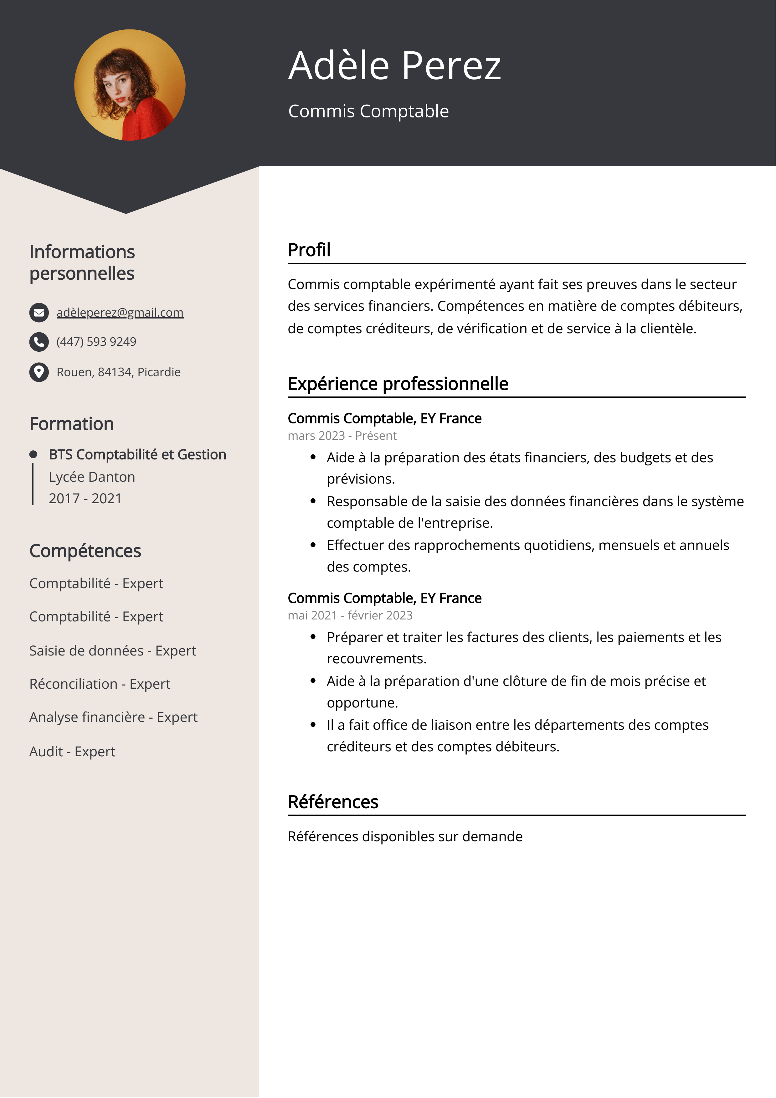 Exemple de CV de Commis Comptable