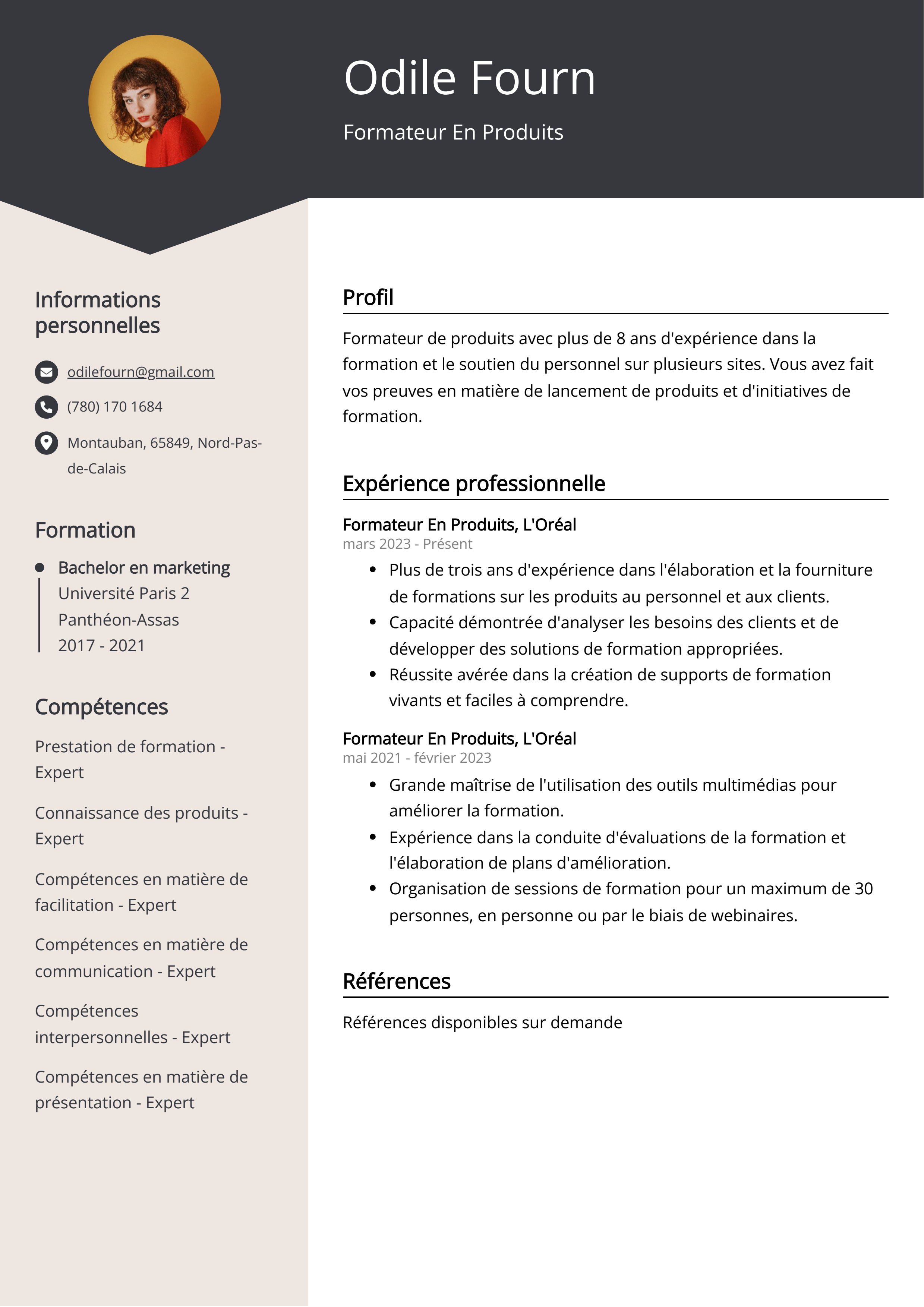 Formateur En Produits Exemple de CV