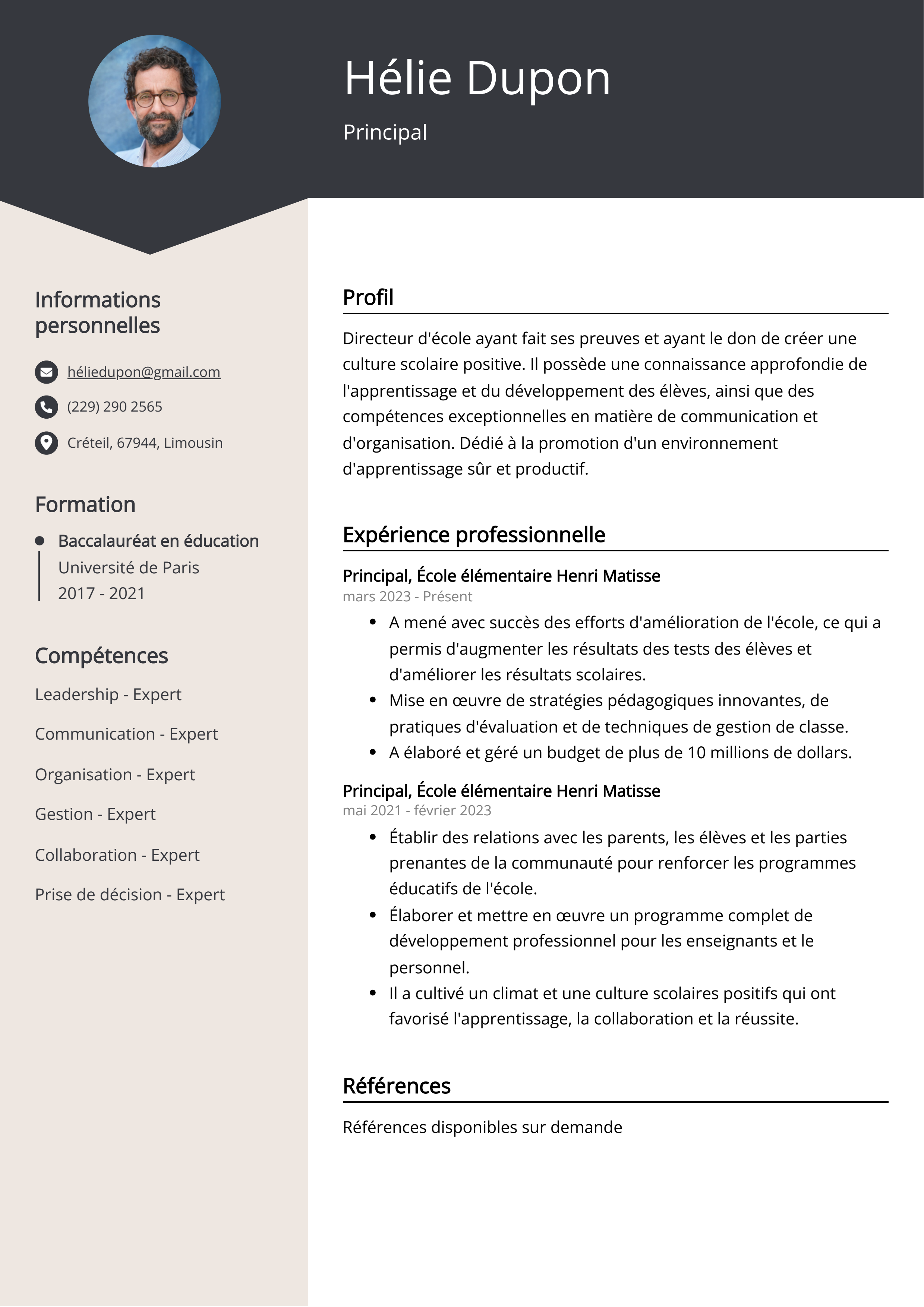 Exemple de CV Principal