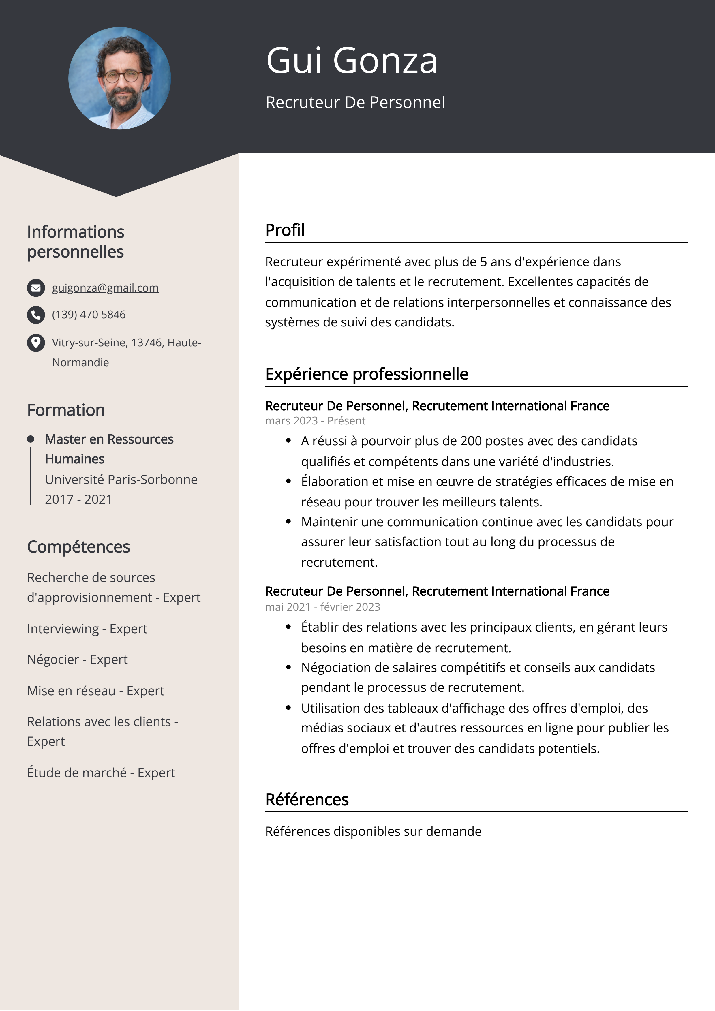 Recruteur De Personnel Resume Example