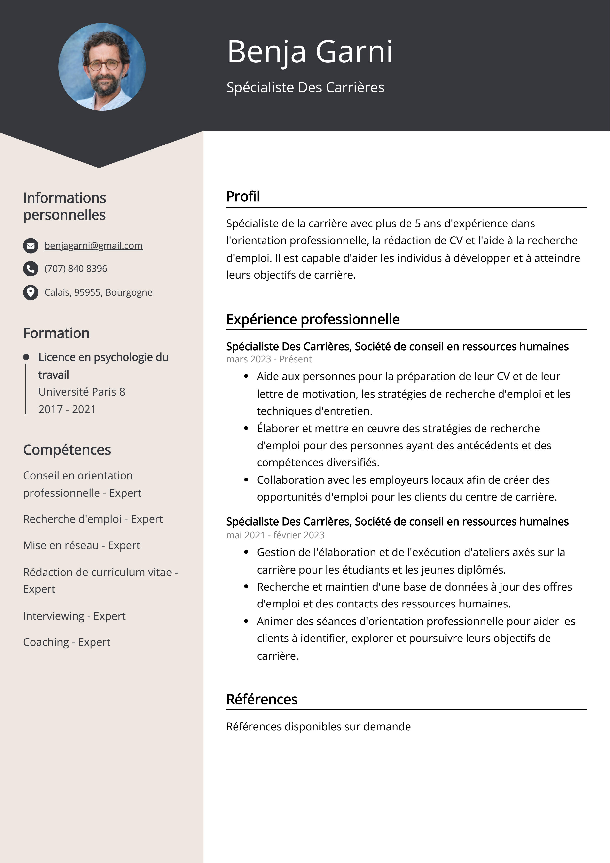 Spécialiste Des Carrières Exemple de CV