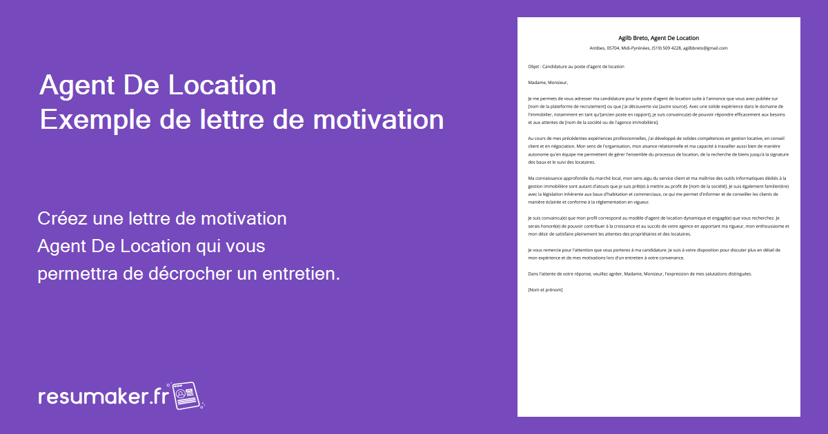 Lettre De Motivation Location Appartement Exemple Agent De Location Exemples de lettres de motivation (modèle et 20