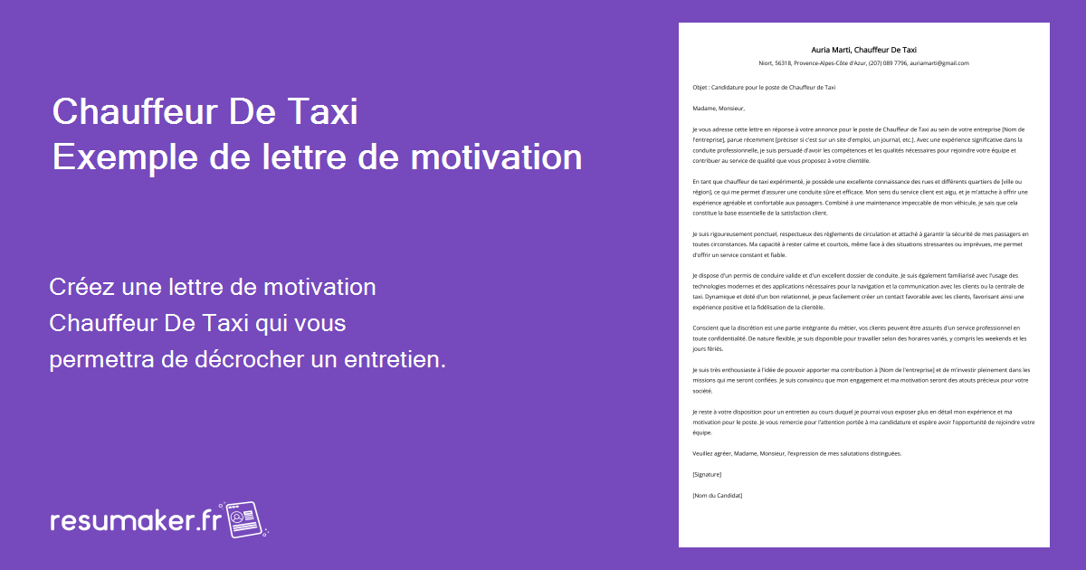 Lettre De Motivation Pour Chauffeur Pdf