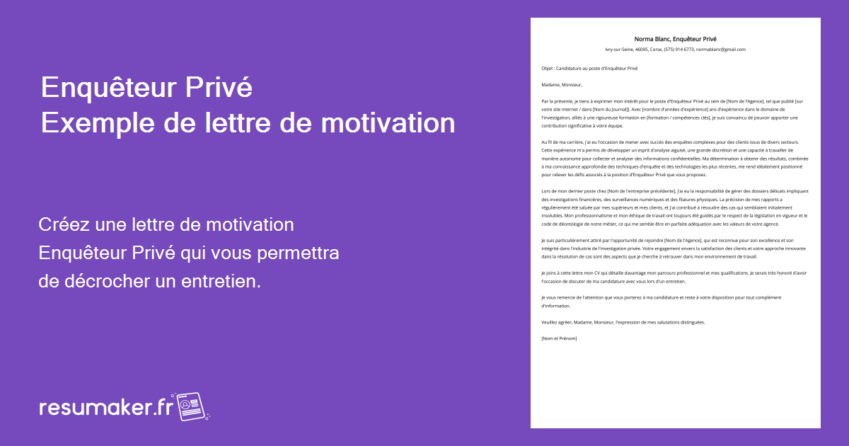 Lettre De Motivation Pour Collège Privé 6ème Enquêteur Privé Exemples de lettres de motivation (modèle et 20+ conseils)