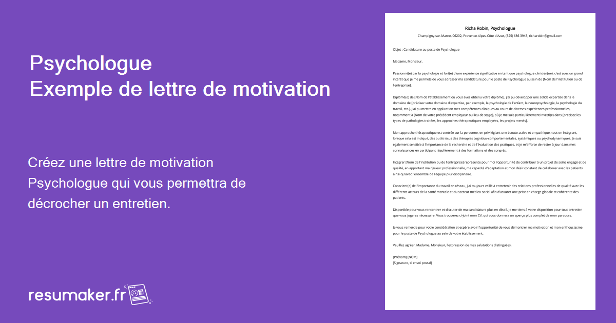 Psychologue Exemples de lettres de motivation (modèle et 20+ conseils)